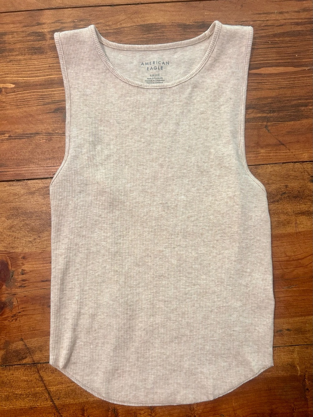 American Eagle Outfitters Women's Light Cream Ribbed Sleeveless Tank